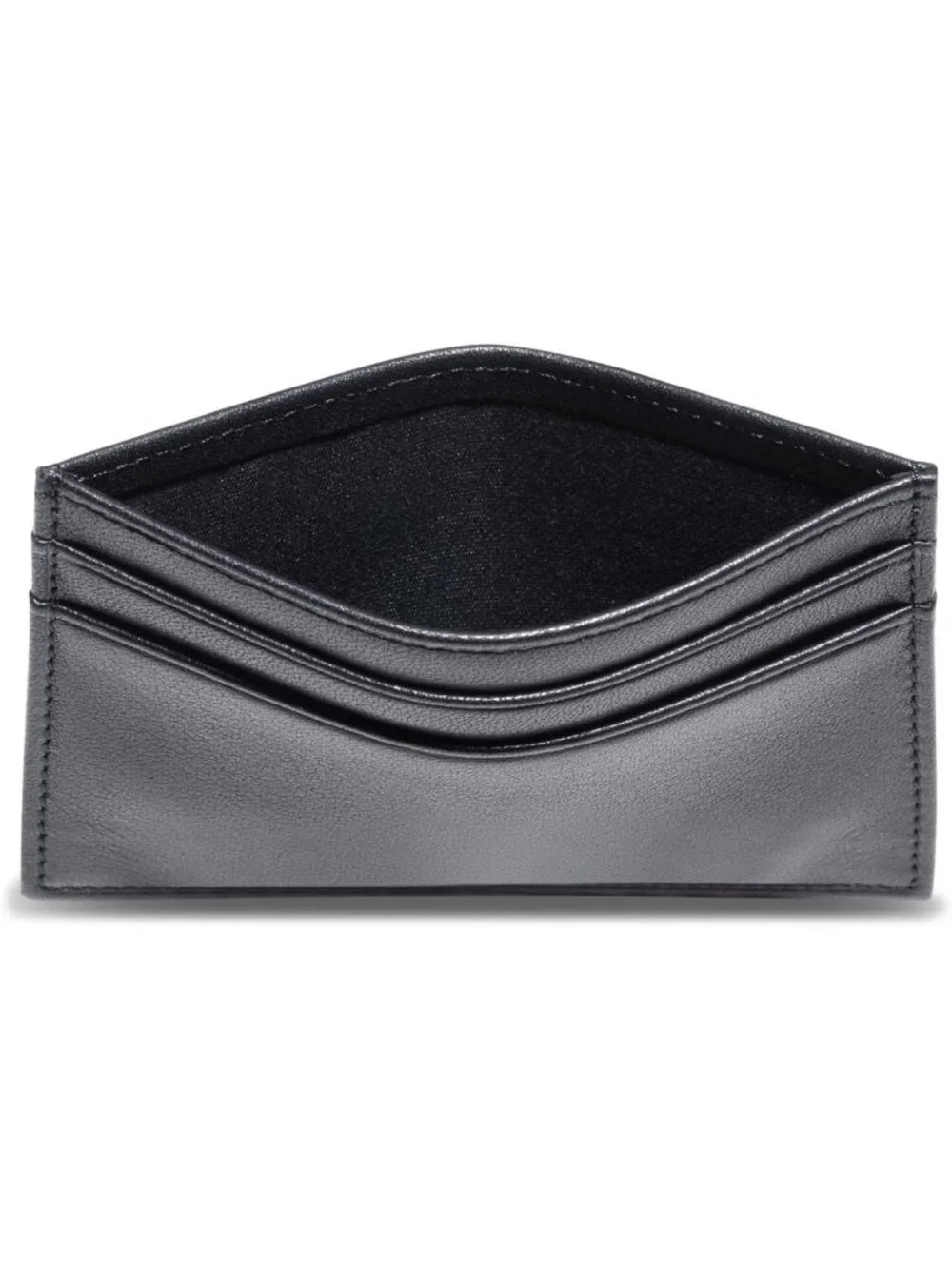 Slim Full Grain Leather Card Holder with ID Window - Stylish Black Wallet for